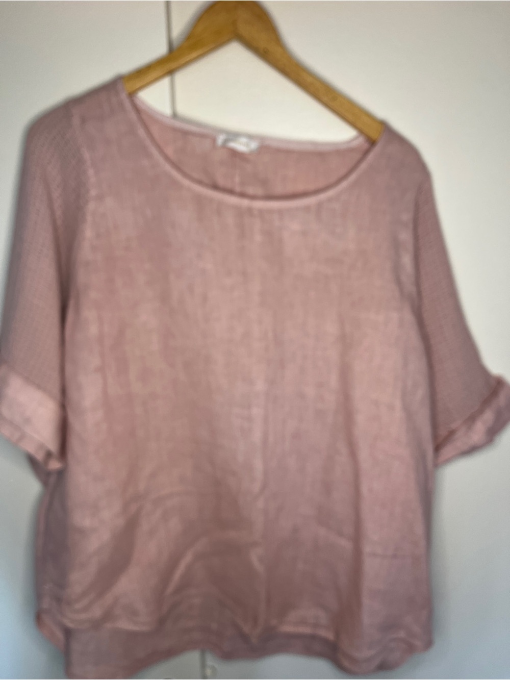 Italian Linen Short-Sleeve Tunic in Dusty Rose